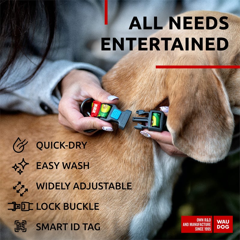 WAUDOG Nylon Dog Collar - Adjustable Dog Collar for Large Dogs, Small & Medium Dogs - Puppy Collars for Large Breed Dogs - Boy & Girl Dog Collars with Durable Plastic Buckle and QR Dog Tag - Image 5